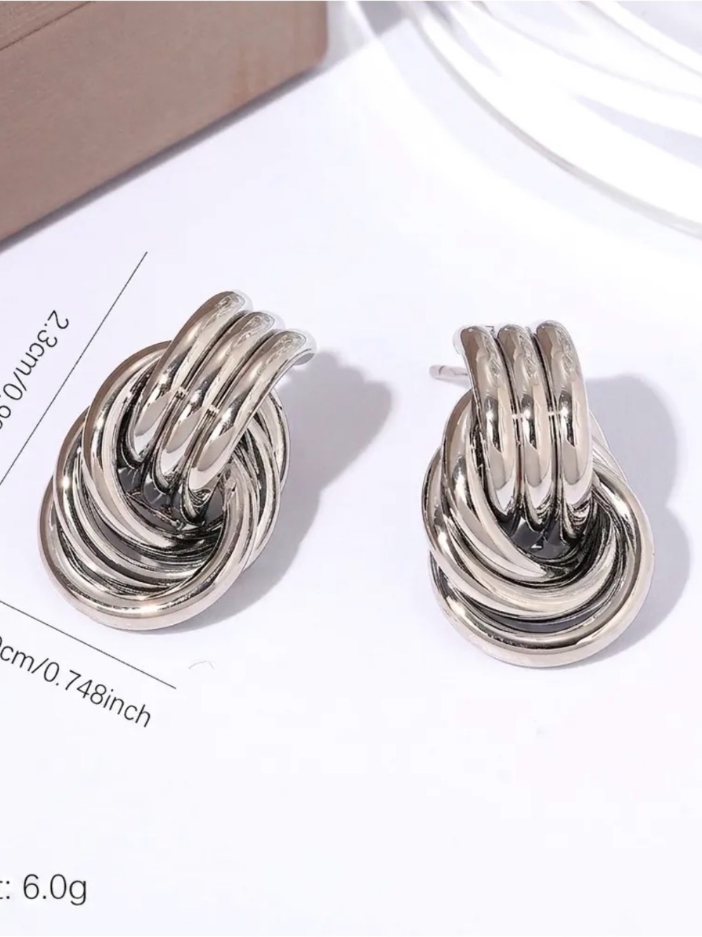 Silver Knot Loop Statement Earrings - Women Jewelry